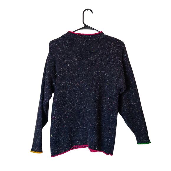 Vtg 90s Exchange Unlimited Wool Blend Geometric Donegal Speckled Sweater Small - Picture 2 of 9